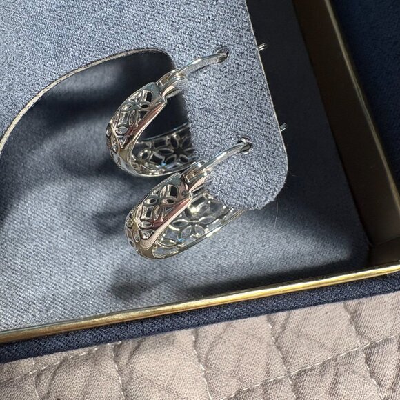 Brilliance Silver Plate Earrings Braided & Filigree Hoop Earring 2-Pair Set NWT - Picture 5 of 7